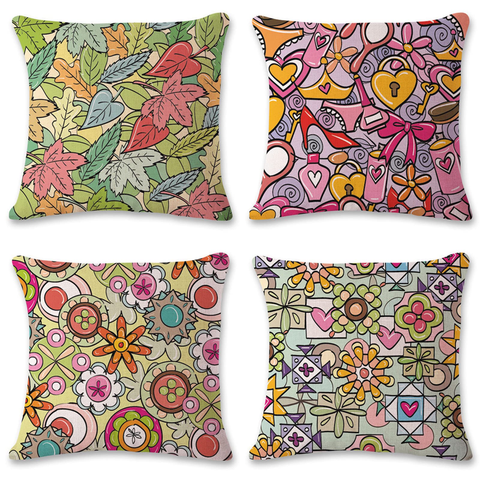 Housse de coussin 55x55cm pour canapé de jardin et chaise de salon au motif coloré