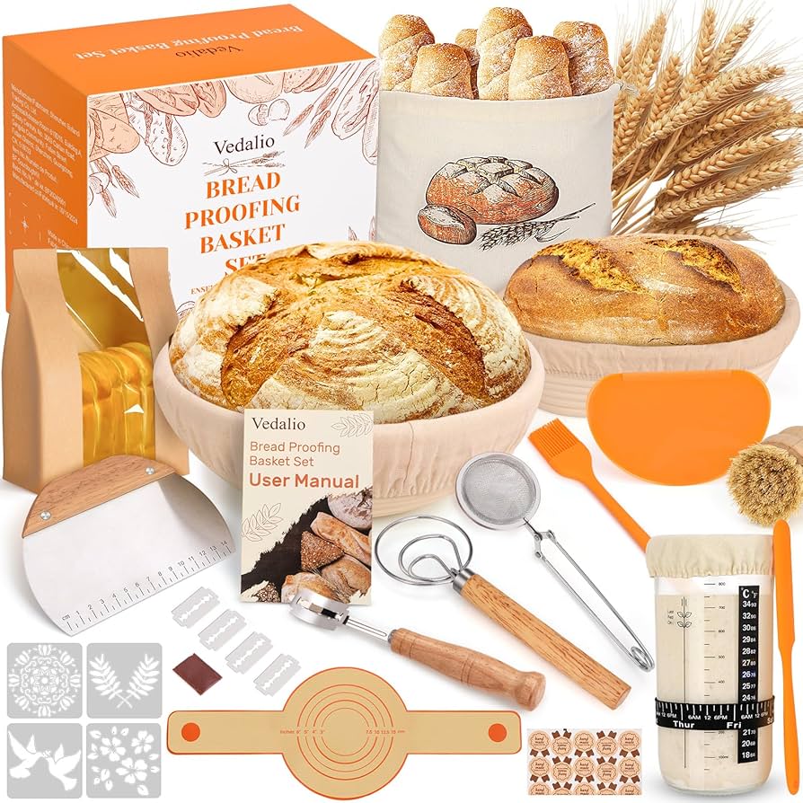 Sourdough Starter Kit, Sourdough Bread Baking Supplies, Bread Proofing Basket, Bread Making Tools, Bread Making Kit, Sourdough Proofing Basket, Bread Baking Supplies Gifts for Bakers Women Wife Mom