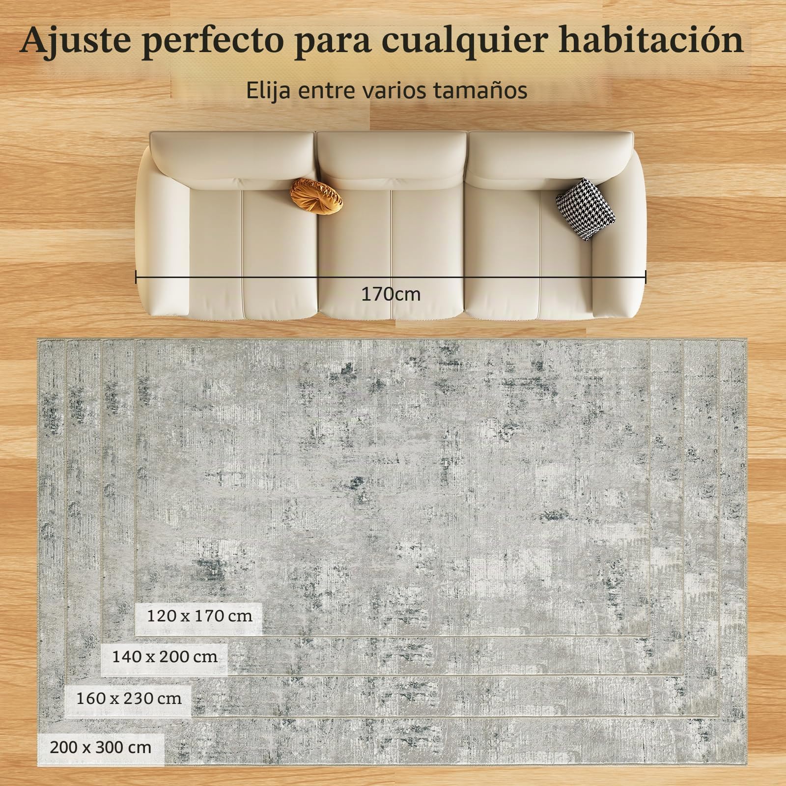 alfombrar de salón 160 x 230 cm, abstracta gris pelo corto, antideslizante lavable, grande para dormitorio, comedor decoración