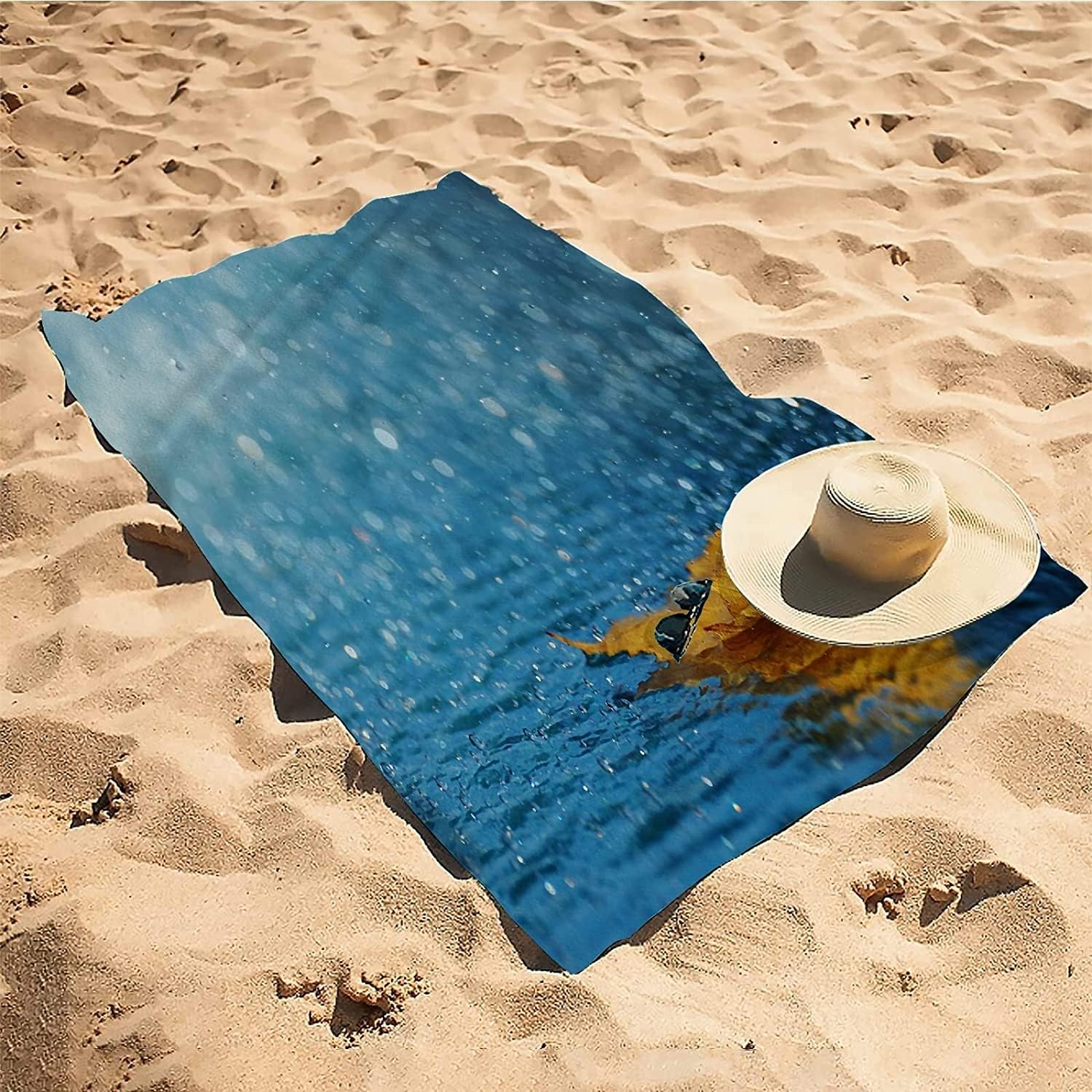 Serviette de Plage 200x200 Homme Enfant, Drap de Plage XXL Serviette Plage Anti Sable à Séchage Rapide Grande Serviette Plage Feuille d'érable, pour Bain Piscine Camping Plantes d'automne A149