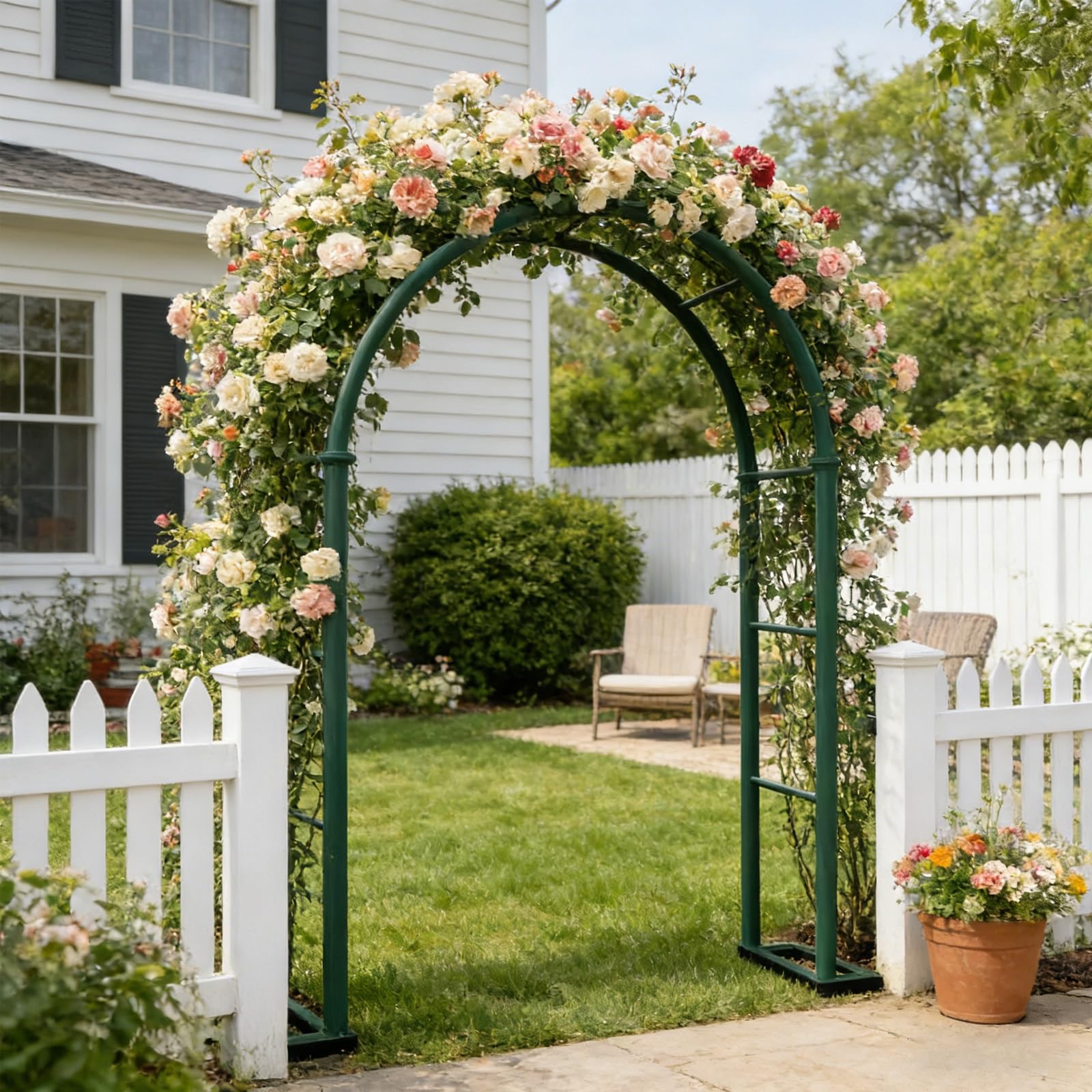 Rankhilfe FüR Kletterpflanzen Im Freien, Gartenbogen Mit Sockel, 19mm Hochtemperaturbeschichtetes Eisenrohr FüR Rosen, Wisterien, Weintrauben, Hochzeit