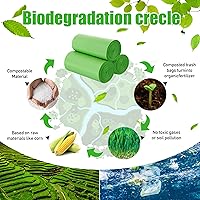 Vista 4 de Bolsas de compost, 5 galones, 20 litros, extra gruesas de 0.78 mils, bolsas de desechos de alimentos biodegradables con US BPI ASTM D6400 y Europe