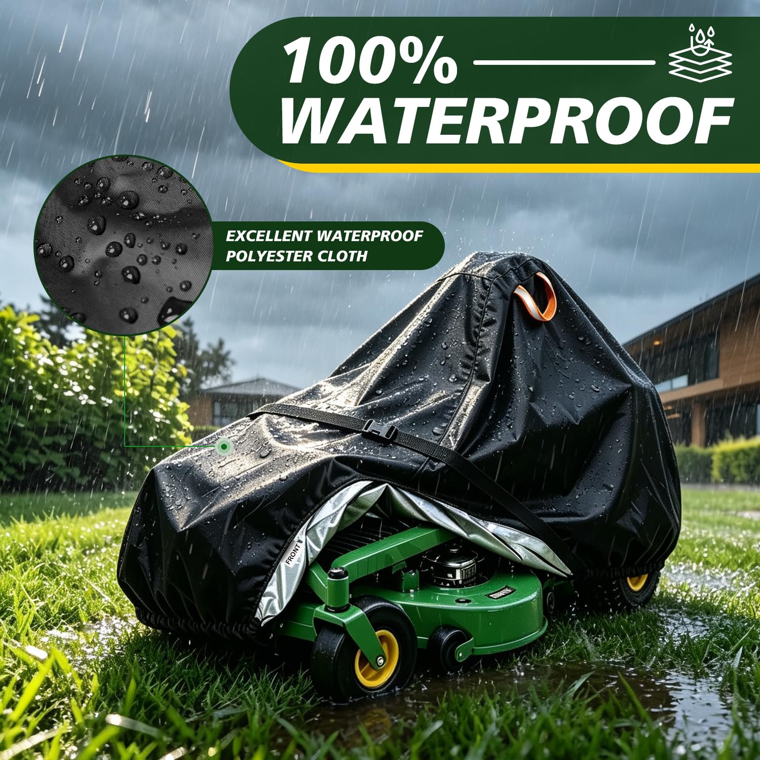 Fundas para cortacésped de giro cero, cubierta impermeable para cortacésped al aire libre, se adapta a cubiertas de hasta 60 pulgadas, accesorios de cubierta de almacenamiento para
