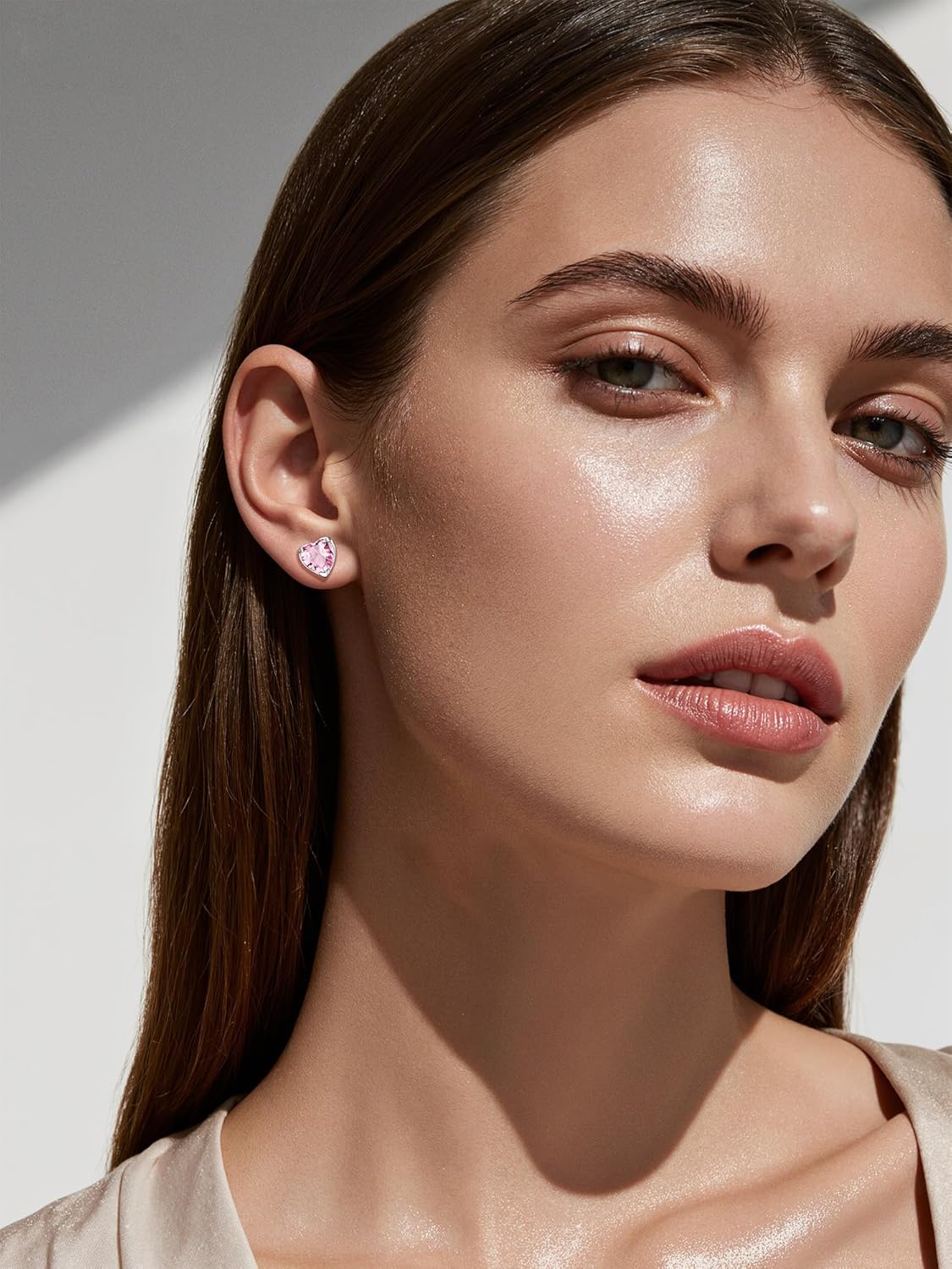 KeyStyle Birthstone Earrings for Women,Hypoallergenic Round/Heart Stud Earrings with 925 Sterling Silver Posts & Push Backs,Small Dainty 8mm CZ Stud Earrings, Silver Birthday Jewelry - Image 2