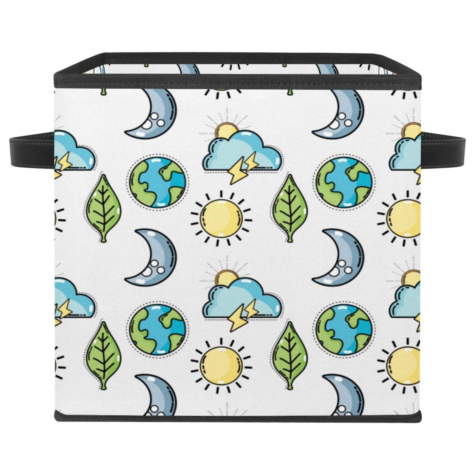 Boîte de rangement pliable en tissu au design fond météo naturel