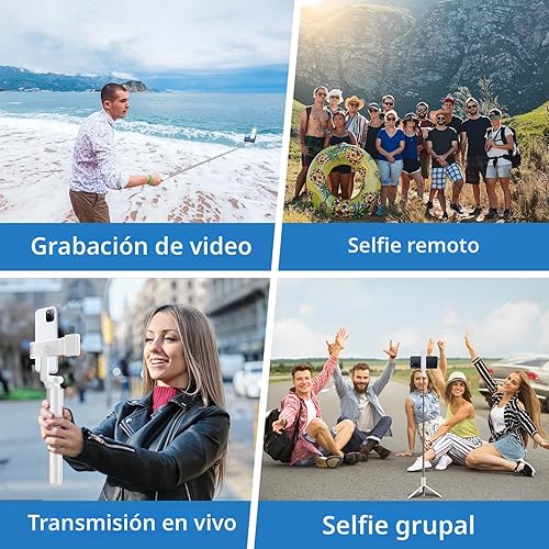 Miniatura 2 de Trípode para selfie, trípode retráctil de 40 pulgadas para teléfono con control remoto inalámbrico y luz, trípode portátil para selfie stick para