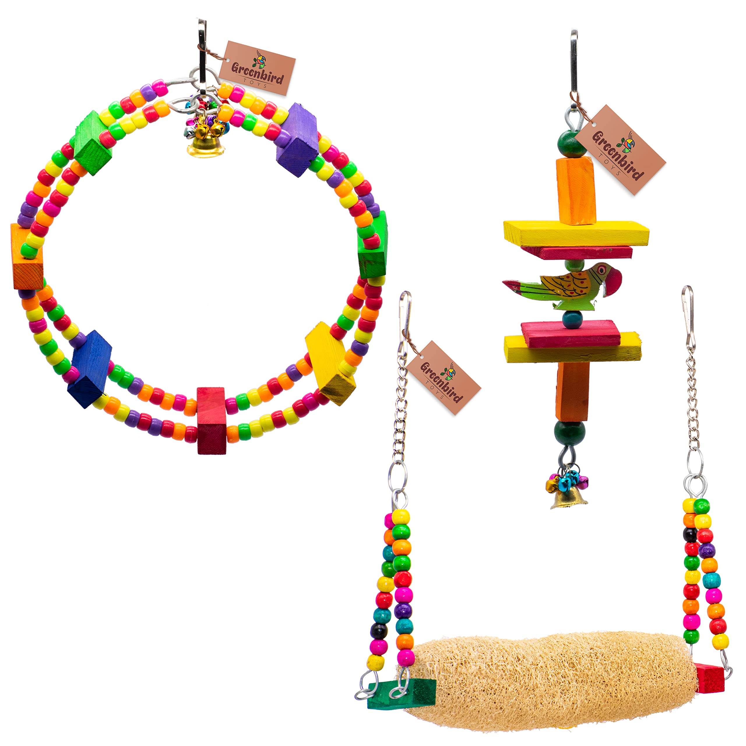 GREENBIRDS Combo of 3 Bird Toys Ferris Wheel, Swing & Hanging for Bird & Parrot (B0B2WGDXWP) Amazon Price History, Amazon Price Tracker