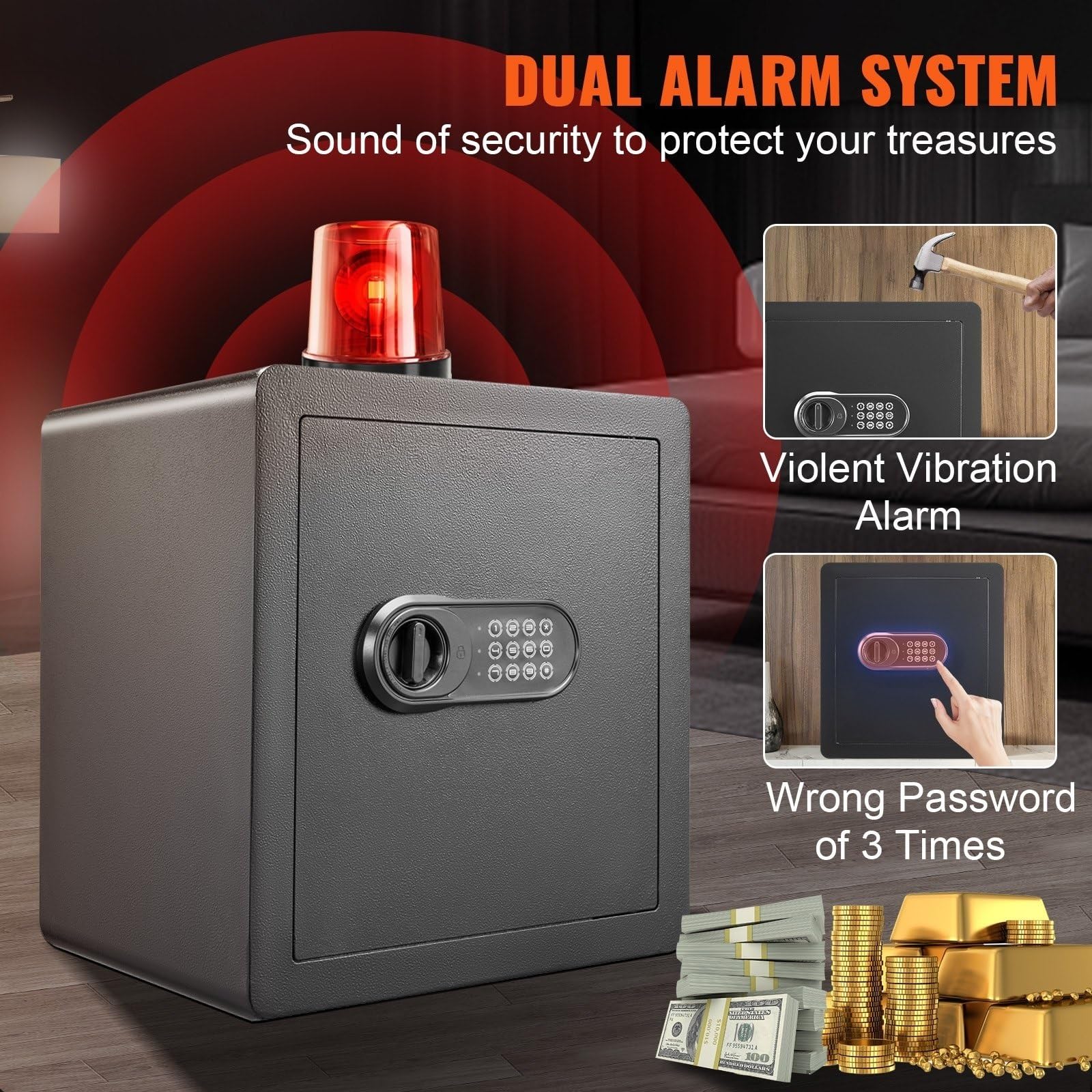 Safe 1,8 Kubikfuß Home Safe Stahl for Bargeld Gold 15,75 x 13 x 16,9 Zoll zur Aufbewahrung von Bargeld, Schmuck, Pistolen, Dokumenten Effizienz steigern Baumarkt