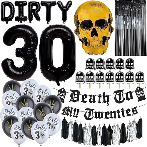 Swept Death to My 20s Decoraciones, Dirty 30 Funeral para jóvenes, globos RIP 20, decoración para pastel de cumpleaños 30