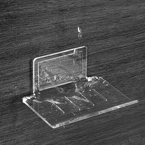 Miniatura 4 de Jabonera autoadhesiva montada en la pared, protector de jabón acrílico de 4 ranuras, soporte de esponja para pared de ducha, baño, cocina