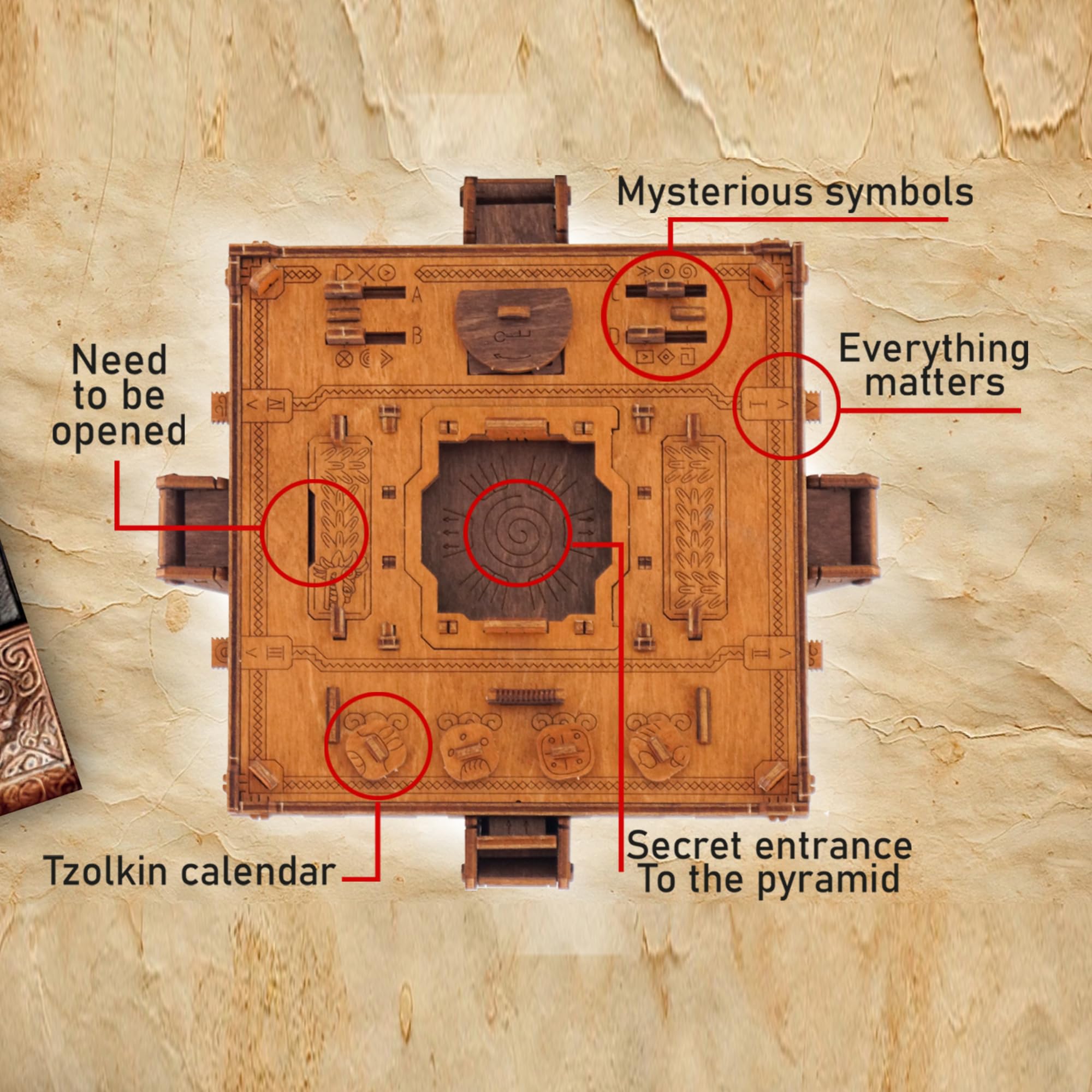 WOODEN.CITY Inca Pyramid Puzzle Box, 3D Wooden Escape Room Puzzle for Adults & Teens - Image 2