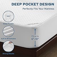 Vista 6 de BEDLORE Protector de colchón tamaño King, impermeable, sin ruido, con bolsillo profundo para colchones de 6 a 18 pulgadas, protector de colchón