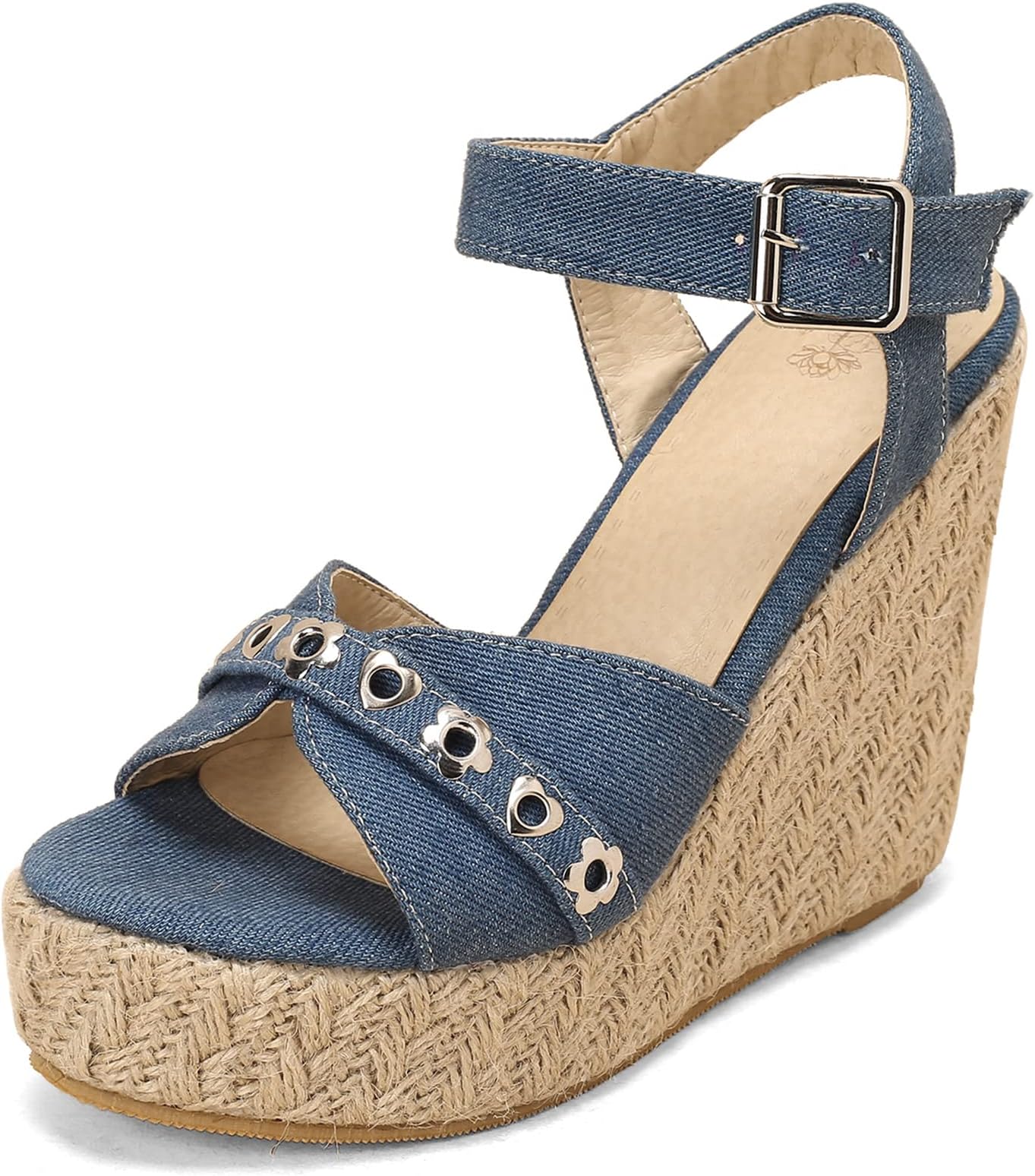 Denim Espadrilles Women Platform Wedge Heel Sandals