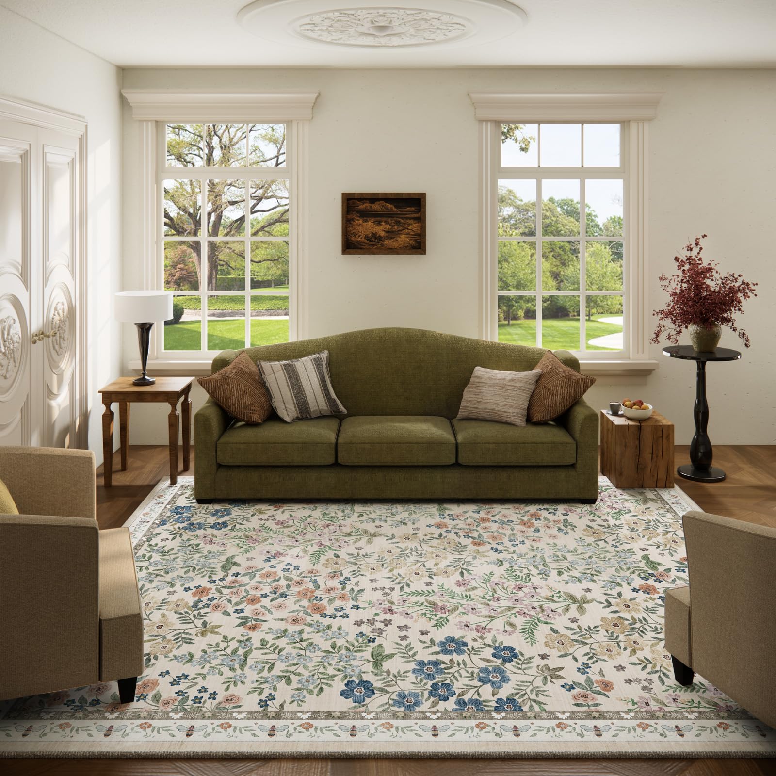 Machine Washable 5x7 Vintage Low Pile Rug by palohom
