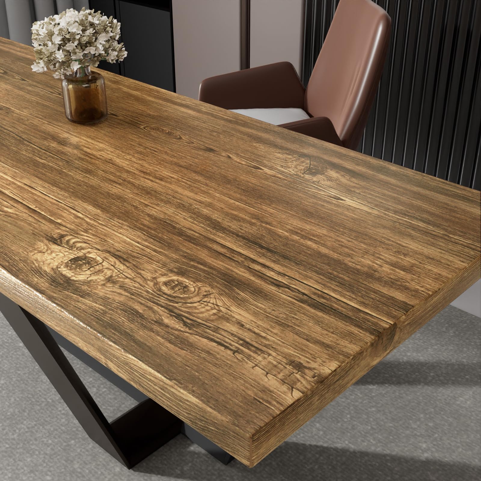 Yenhome Klej winylowy do mebli, efekt brązowego drewna, 60 x 1000 cm, winylowy blat, kuchnia, żaroodporny, samoprzylepny papier do mebli łazienkowych, tapeta, ciemne drewno, na stół, biuro, księgarnię