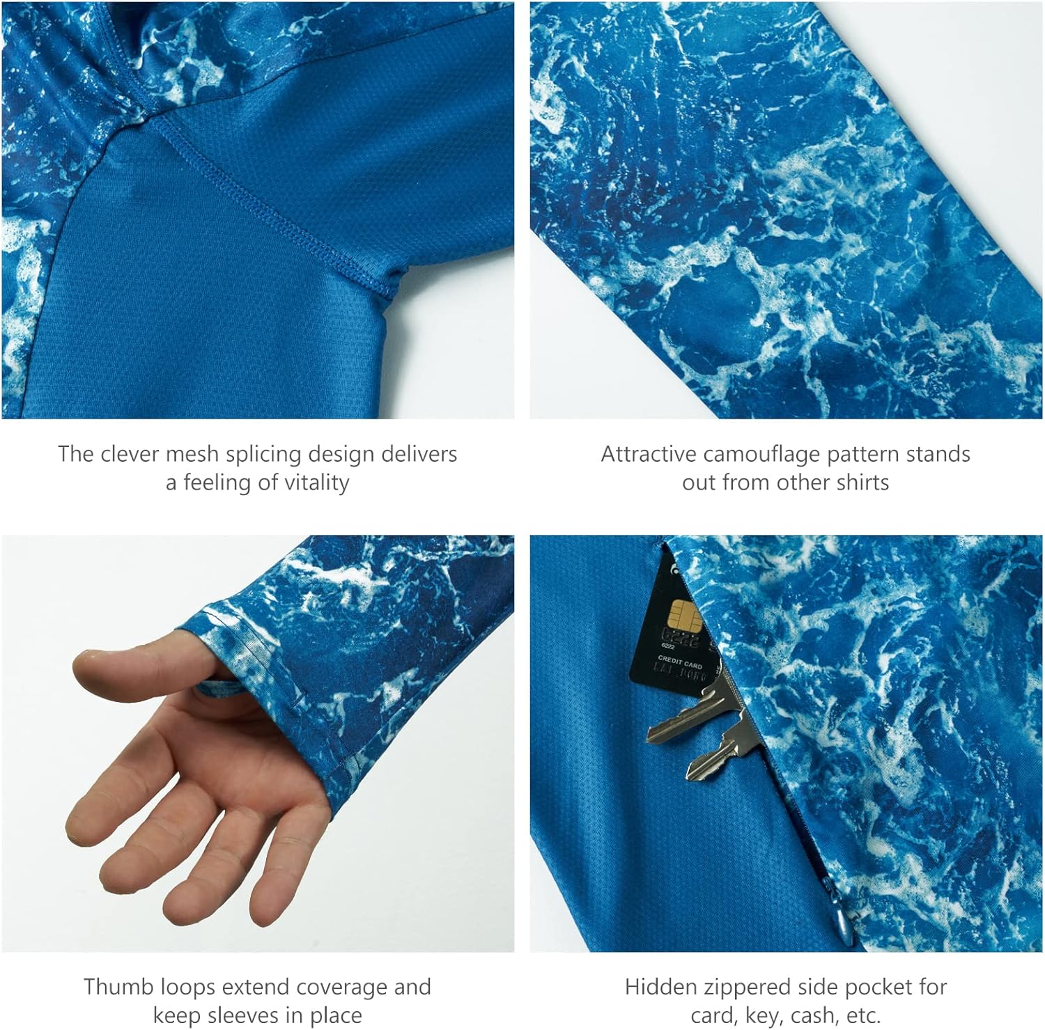 BASSDASH Men’s UPF 50+ Fishing Hiking Camo Hoodie Shirt with Face Mask Lightweight Neck Gaiter Long Sleeve - Image 4