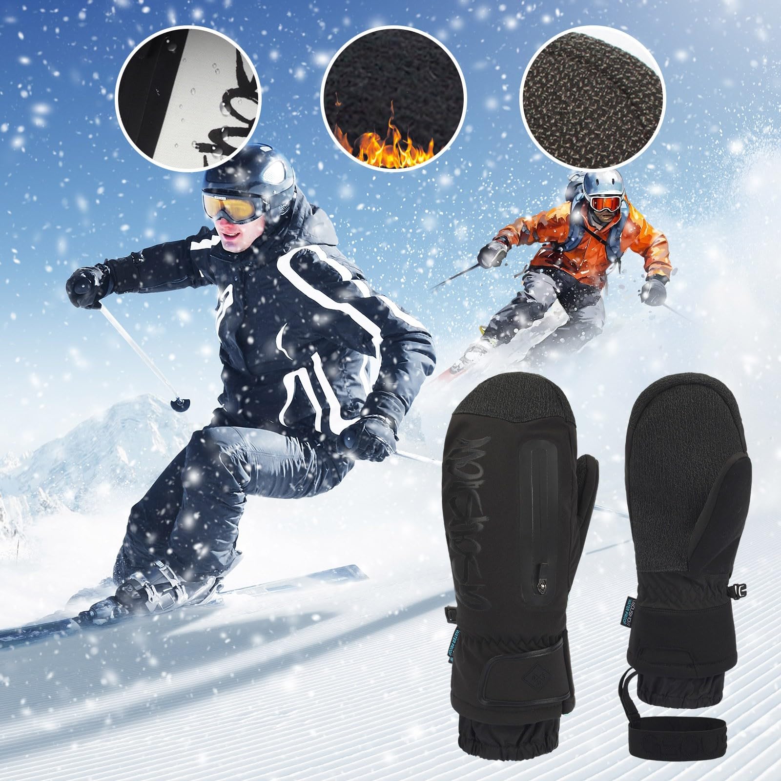 Genérico Guantes Mujer Invierno Tactiles,Guantes De Esquí para Hombre De Invierno para Snowboard Nieve CáLidos TáCtiles FríOs para Hombre Guantes De Esquí De Invierno con Bloqueo De Color