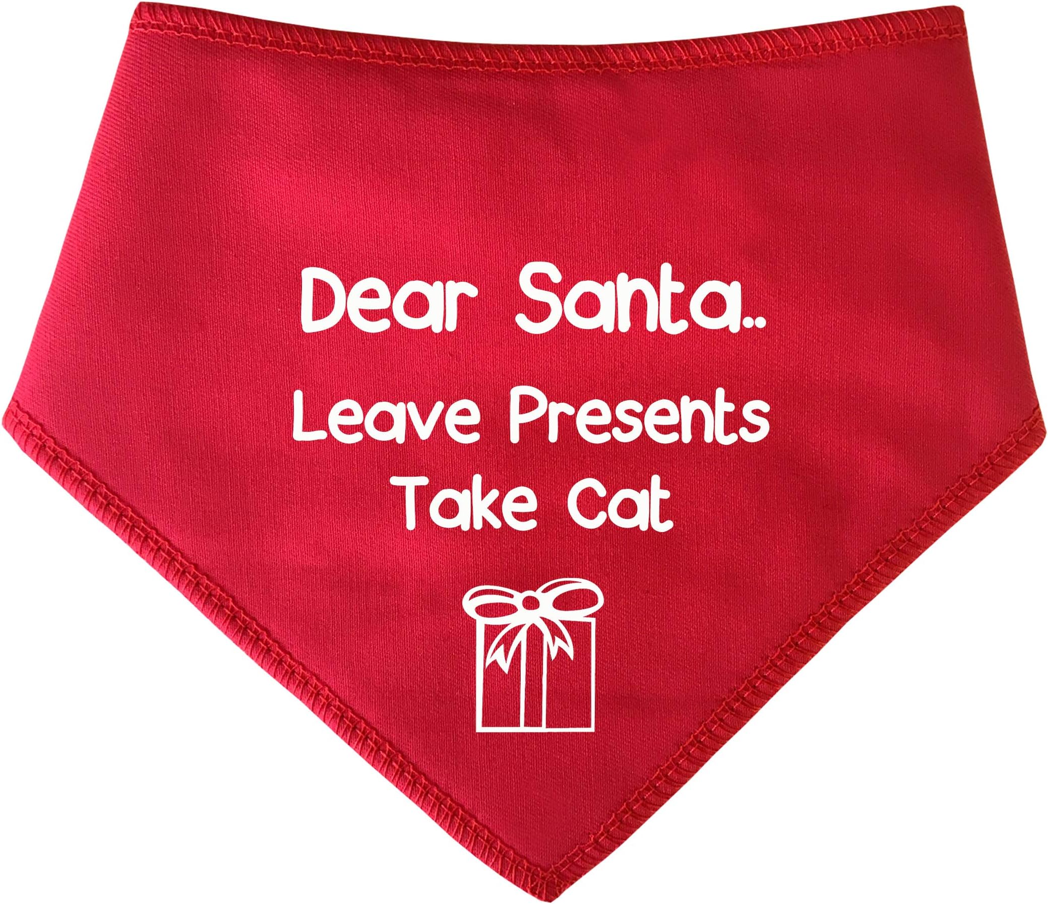 Spoilt Rotten Pets Red 'Leave Presents Take The Cat 'Funny Christmas Bandana For Dogs & Cats (S4 Large Dogs Newfies, GSD & Chow Chow)