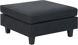Beliani Otomana tapizada de Tela Moderna Pieza sofá Modular reposapiés Cuadrado poliéster Acolchado Negro Unstad