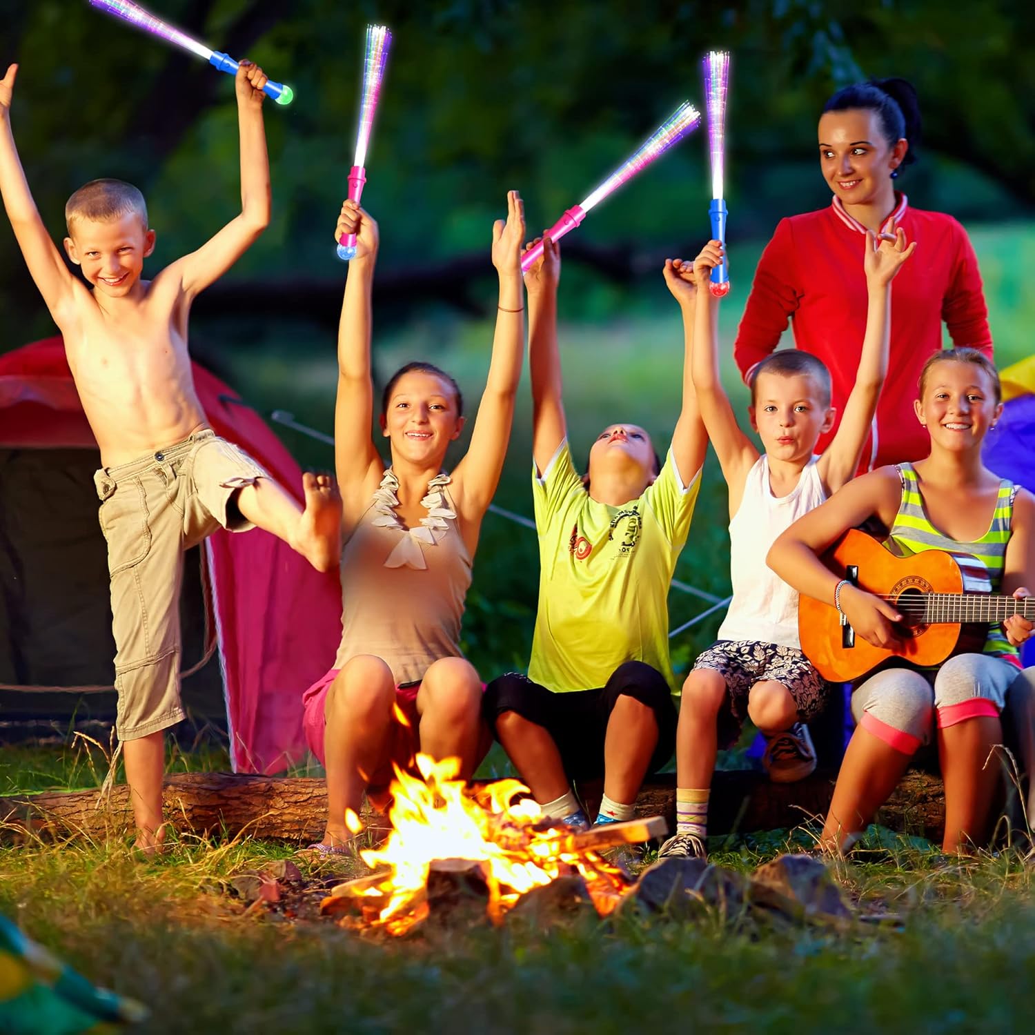 ArtCreativity Flashing Magic Ball Fiber Optic Wand, Set of 2, Light Up Pink and Blue LED Toy Wands for Kids with Batteries Included, Fun Light-Up Birthday Party Favors, Goodie Bag Fillers