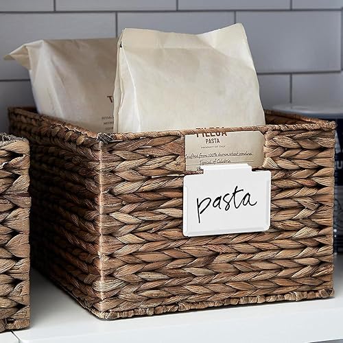 Miniatura 8 de Cestas de despensa de metal con clip para contenedores de almacenamiento con marcadores de tiza blanca 18 soportes negros  4 creadoras de tiza blanca