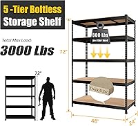 Vista 3 de PrimeZone Estantes de Almacenamiento Resistentes de 48" x 24" x 72" - Estantería de Almacenamiento de Garaje Ajustable de 5 Niveles, Unidad