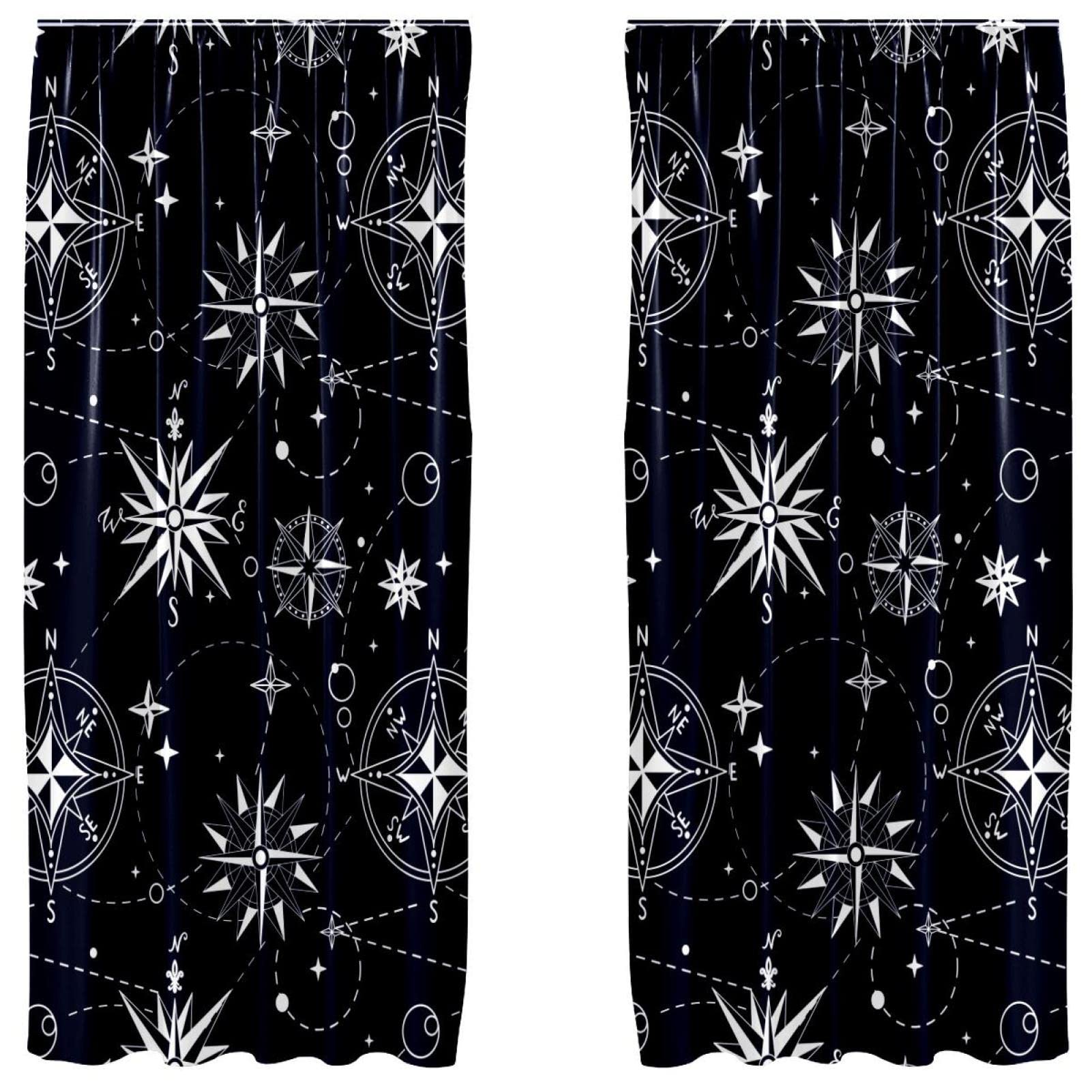 Cortinas de estrellas azul oscuro para sala, juego de 2 paneles elegantes de 55x84 pulgadas