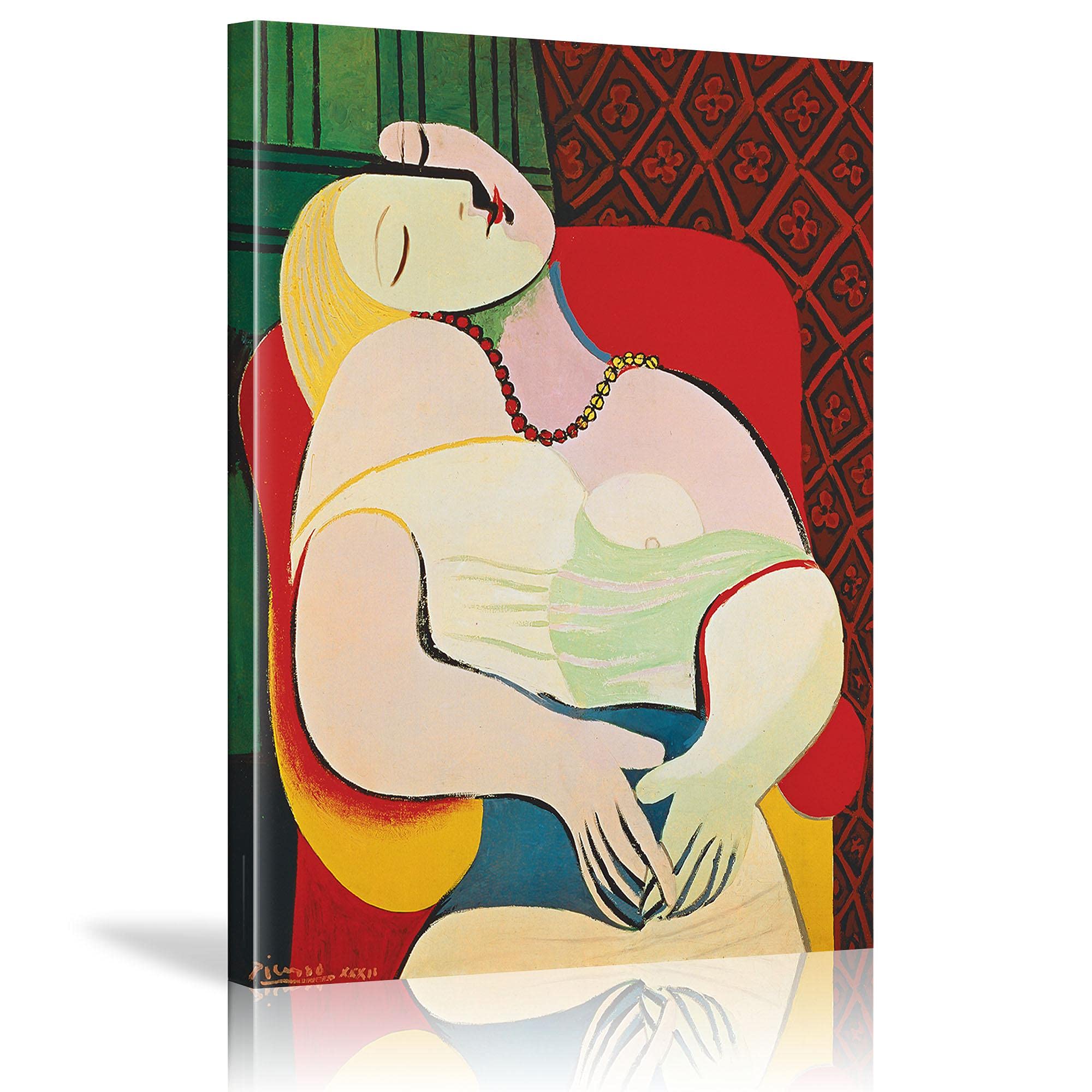 Mujer soñadora de Picasso Mujer sentada reproducciones Arte de la pared de fama mundial Impresión Imágenes abstractas Decoración de la pared del hogar Marco interior de 70x90 cm