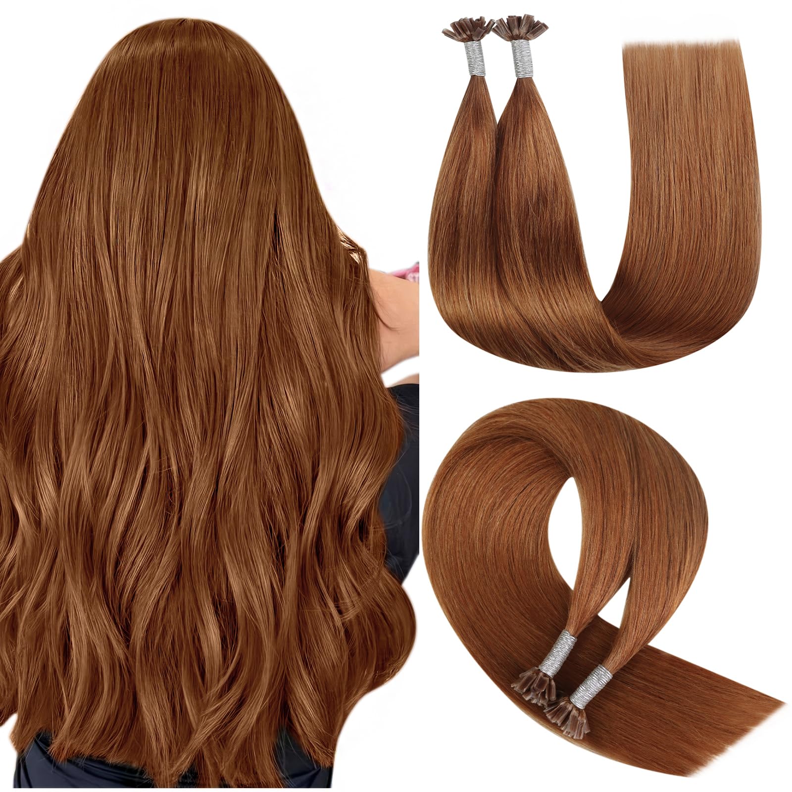 YoungSee Nano Beads Hair Extensions Blonde 14inch Nano Hair Extensions Warm Ash Blonde Highlights Bleach Blonde Nano Ring Hair Extension Highlight for Women Cold Fusion 50g Short Straight 50s — view 15