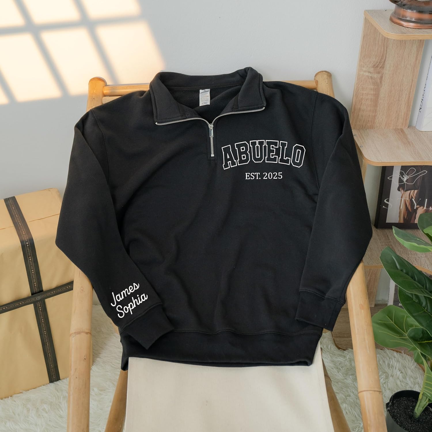 Chillever Personalized Embroidered Papa Quarter Zip Sweatshirt, Papa Shirt With Grandkids Names, Gifts For Father - Image 2