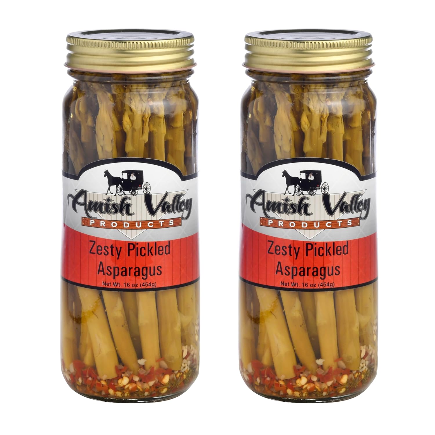 Amish Valley Products Pickled Aspargus Spears Glass Jar Vegetable (Zesty, Two Jar Pack)