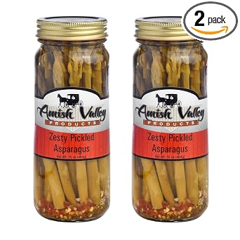 Amish Valley Products Pickled Aspargus Spears Glass Jar Vegetable Zesty, Two Jar Pack