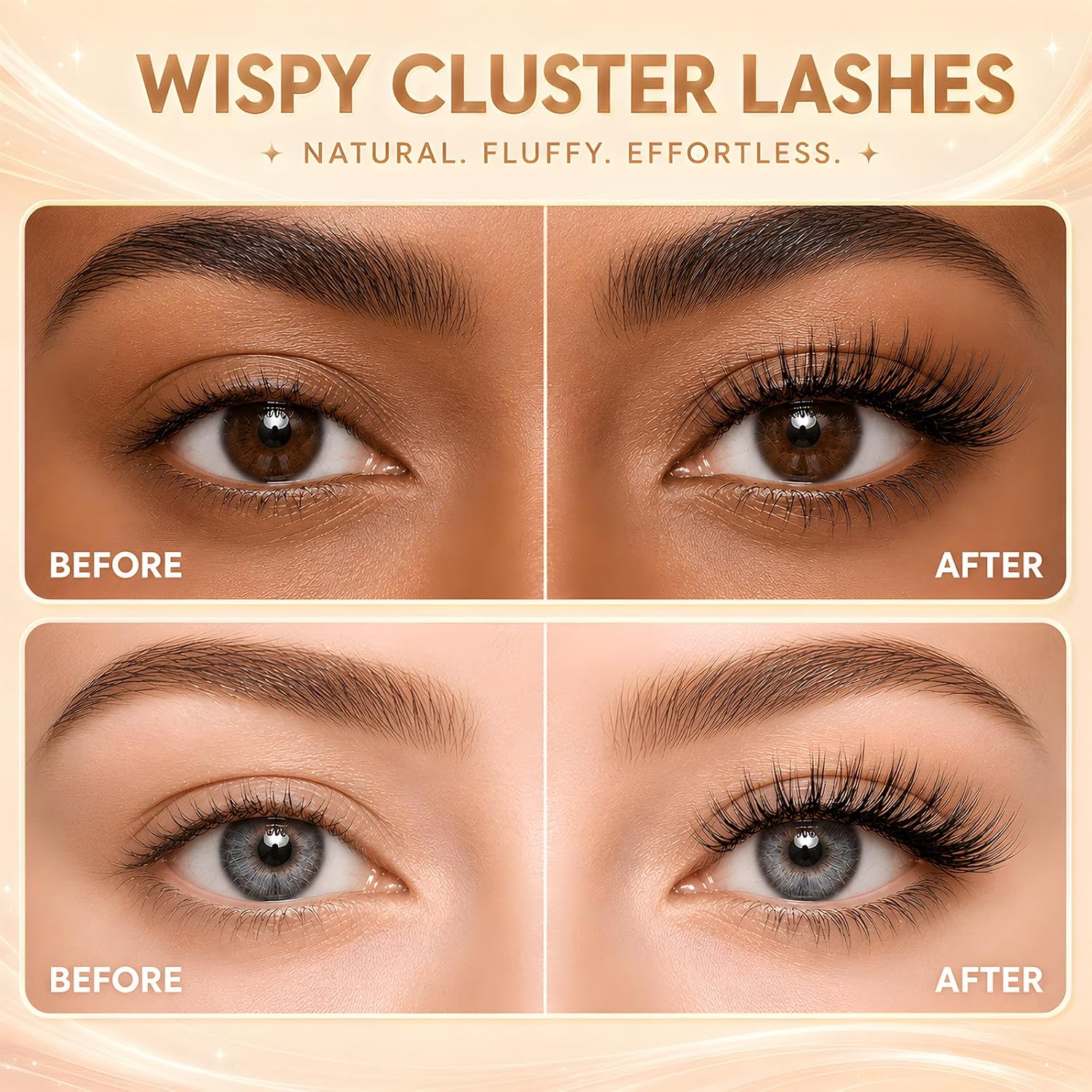 Self Adhesive Eyelashes Lash Clusters Kit D Curl with Tweezers | 120pcs Pre Glued Eyelash Clusters, 10-16mm Individual Lashes Natural , DIY Lash Extensions Waterproof, Strong Hold for 72H