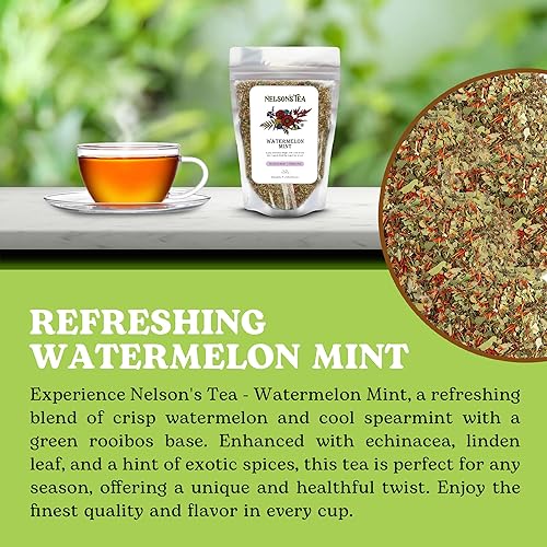 Miniatura 3 de Nelson's Tea Té de sandía y menta de hojas sueltas, té rooibos verde con menta verde, equinácea, hoja de tilo, cilantro, cártamo y eucalipto (2