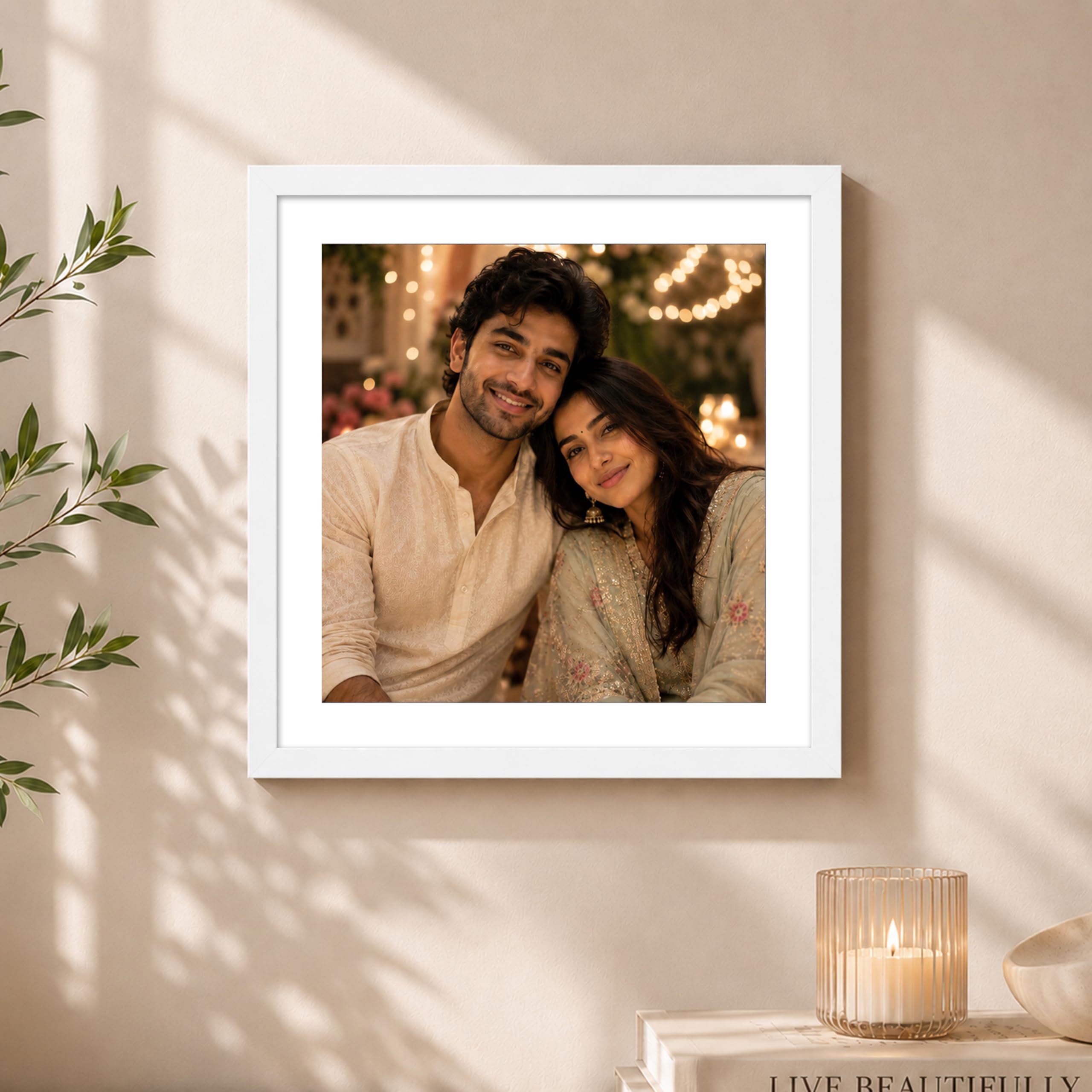 Art Street Synthetic Document Large Size Wall Photo Frame, Big Frames For Wall Artwork, Certificates, Picture & Photographs Home Decor (12x12 Inch, Matted To: 8x8 Inch, White)