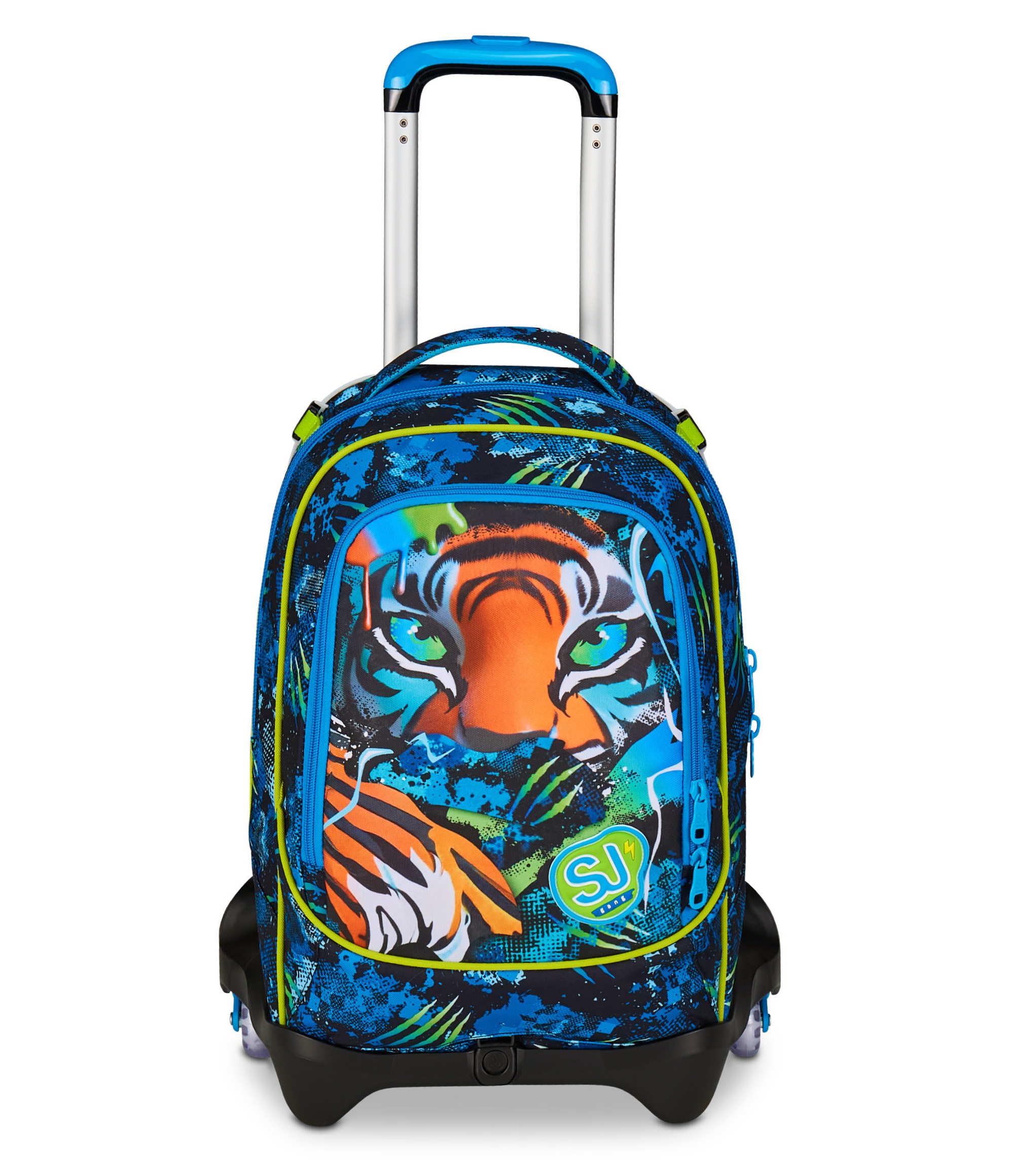 SJ GANG STYLE JAM GANG Trolley Scuola Jack 3 Ruote Air Tiger, Blu, 3 in 1, Zaino Triplo Uso con Carrello Sganciabile, 33 L, Zaino Scuola Elementare, Zaino Bambino