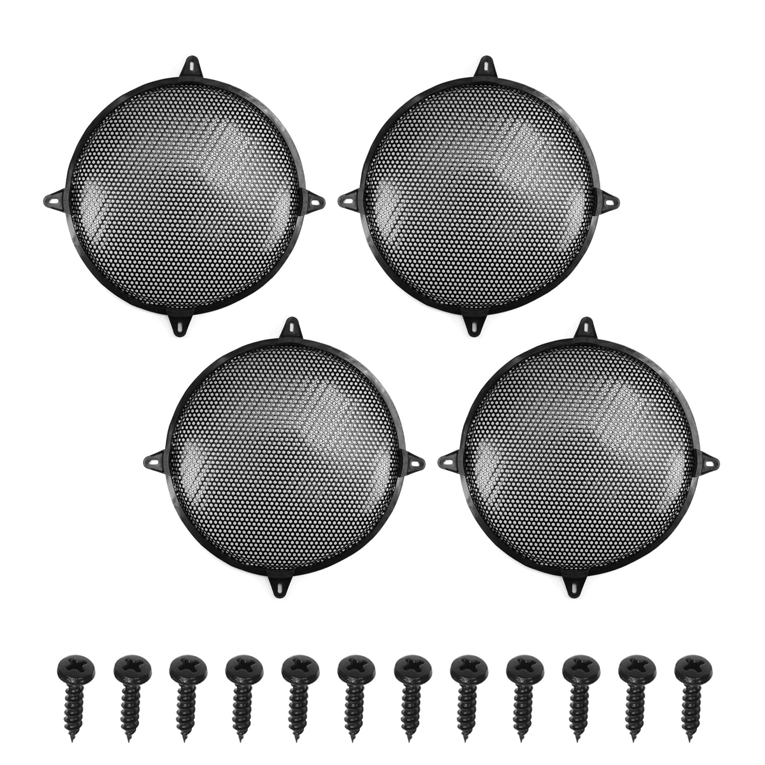 Fielect 4Pcs 8 inch Speaker Grill Cover Mesh SubWoofer Grill Speaker Covers Waffle Grill Cover Guard Protector Audio Accessories Black