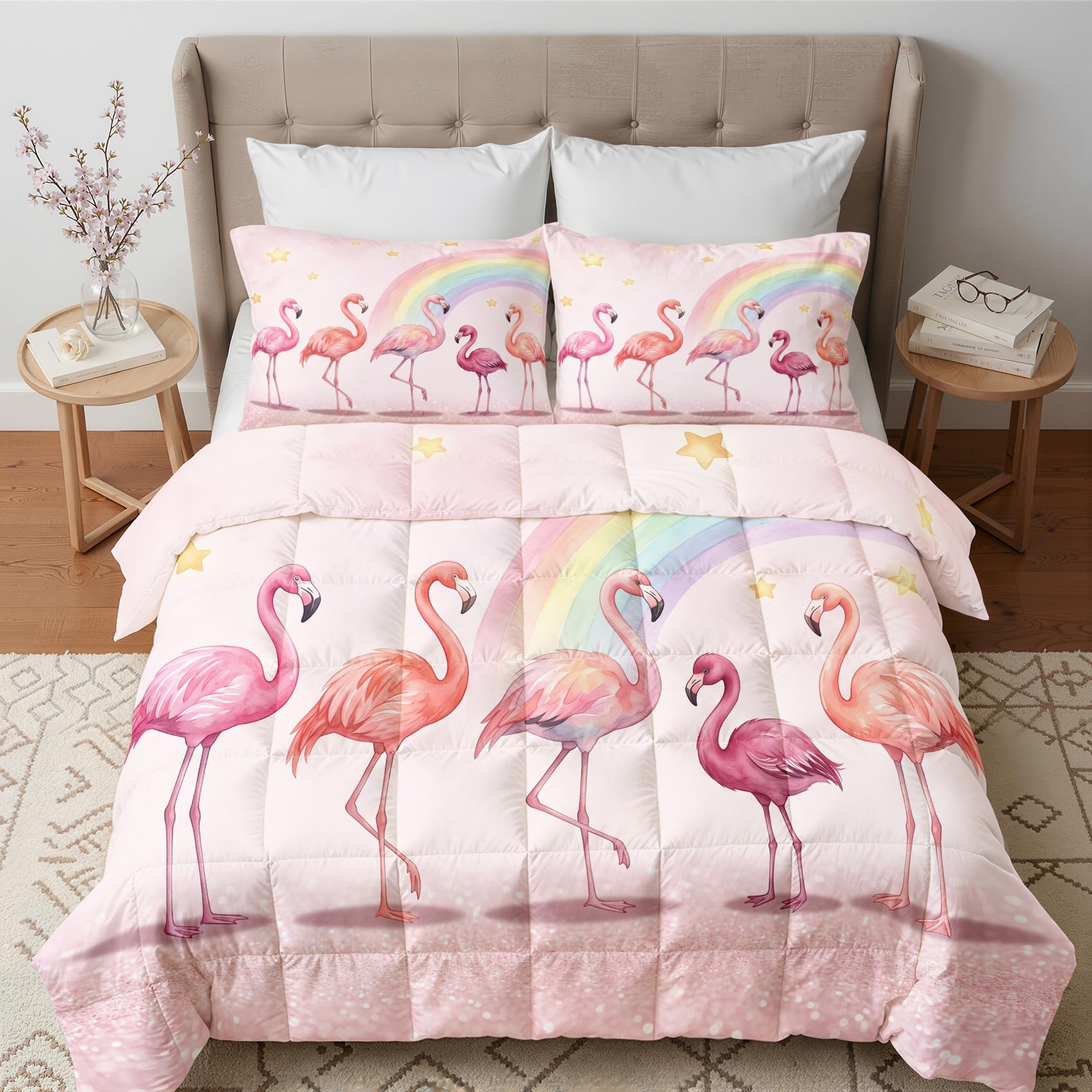 Rosa Flamingo Bettdecke 200x200cm