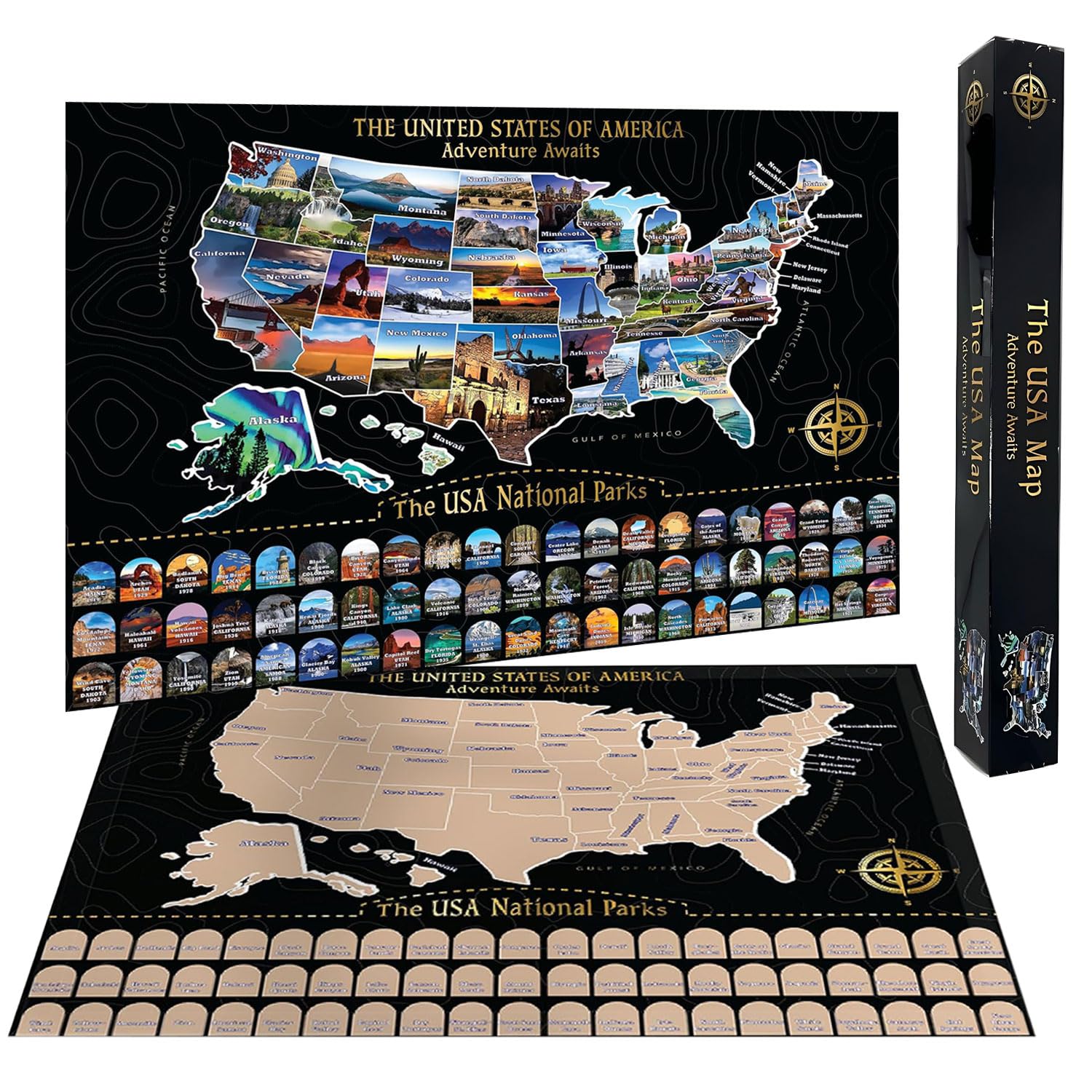 Carte des États-Unis à gratter le cadeau idéal pour passionnés de voyage USA