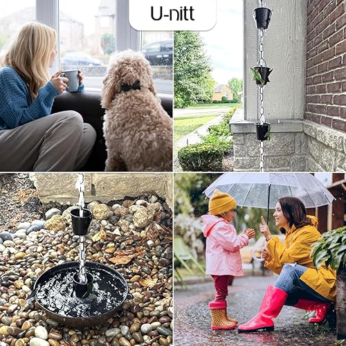 Miniatura 9 de U-nitt Cadena de lluvia para recolección de agua para canalones, recolector de agua de lluvia y desviador, cadenas de 8.5 pies para jardín exterior,
