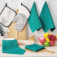 Vista 6 de Homaxy Paños de cocina de 100% algodón con tejido de gofre, toallas de cocina ultra suaves, absorbentes, de secado rápido, 12 x 12 pulgadas, paquete