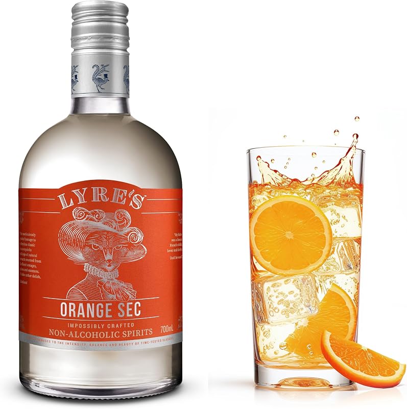 Licor de naranja triple seco sin alcohol Lyre's Orange Sec, 23,7 onzas líquidas | Estilo Triple Seco, bebida espirituosa sin alcohol para margaritas, cosmopolitas y cócteles sin alcohol