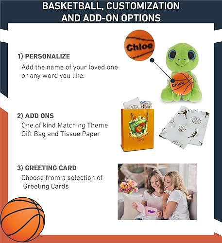 Miniatura 2 de DolliBu Animal de peluche de tortuga marina verde con felpa de baloncesto, tortuga marina suave y abrazable, adorable juguete de peluche, juguete de