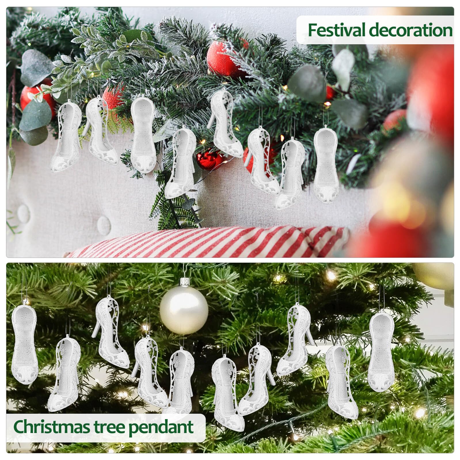 Schaumstoff Weihnachtsbaum Anhänger mit High Heels 24 Stück | Lanyard, Wiederverwendbar und Leicht zu Nutzen, für Xmas Tree und Geburtstagsparty