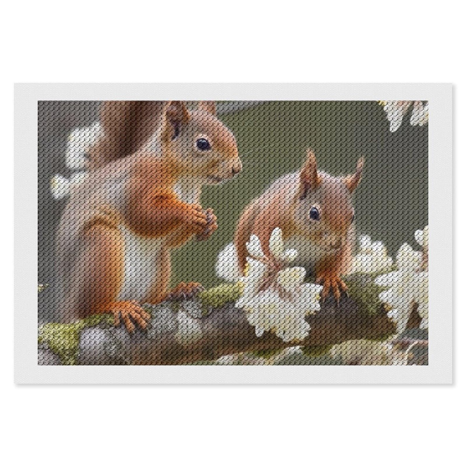 Squirrels Diamond Art Kits for Adults, DIY 5D Diamonds Painting Kits for Beginner, Round Full Drill Diamond Dots Painting, 8"x12" Diamonds Pictures Gem Art and Crafts Wall Decor
