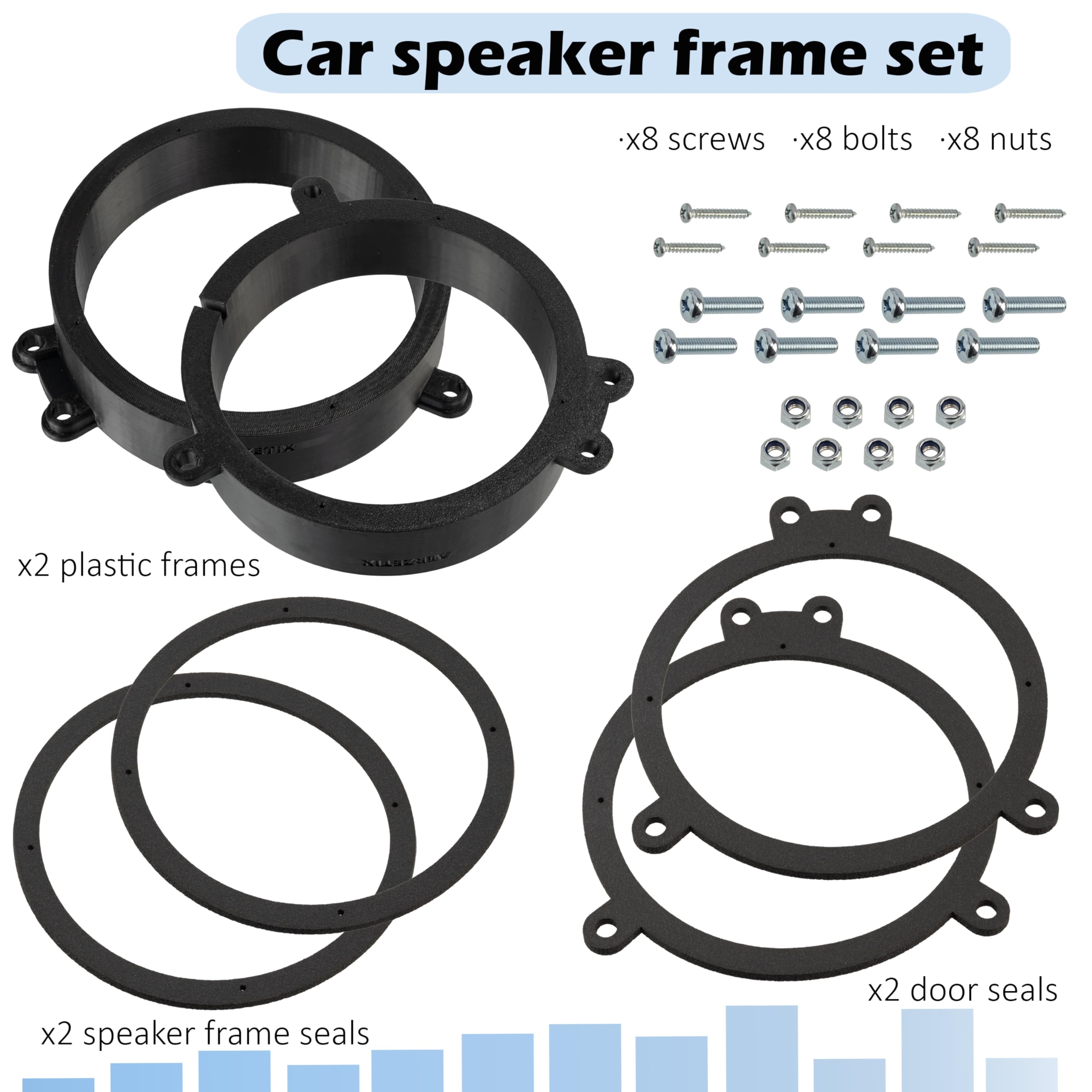 Aerzetix | Kit di 2 adattatori per altoparlanti Ø165 mm in plastica ABS | compatibile con Mercedes-Benz C-Class W203 sedan, S203 T-Modell, CLC-Class CL203 Sportcoupé, CLK A209/C209 Cabriolet/Coupé