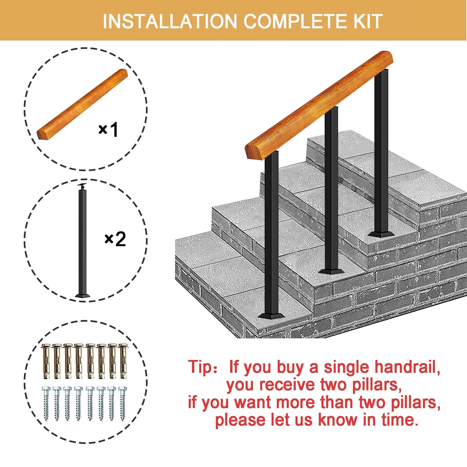 Cartel de madera para escalones – Pancarta duradera para interiores y exteriores para 3 – 4 escalones, escalera montada en el suelo para terraza y jardín – Transición segura il Solution