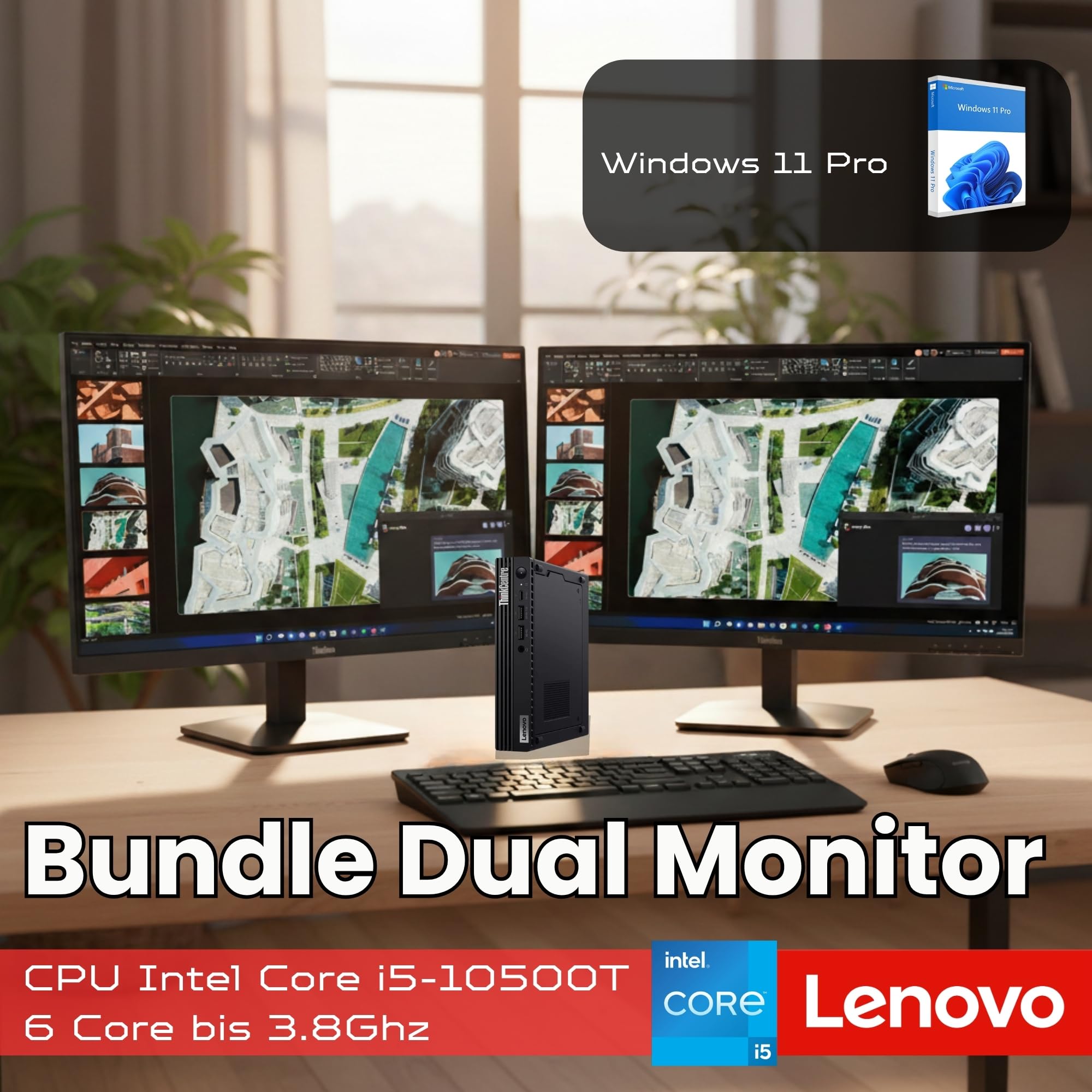 Bundle Lenovo All-in-One 27 Pollici Core i5 10500T 16GB RAM 512GB SSD WiFi USB-C Windows 11 3 Anni Garanzia