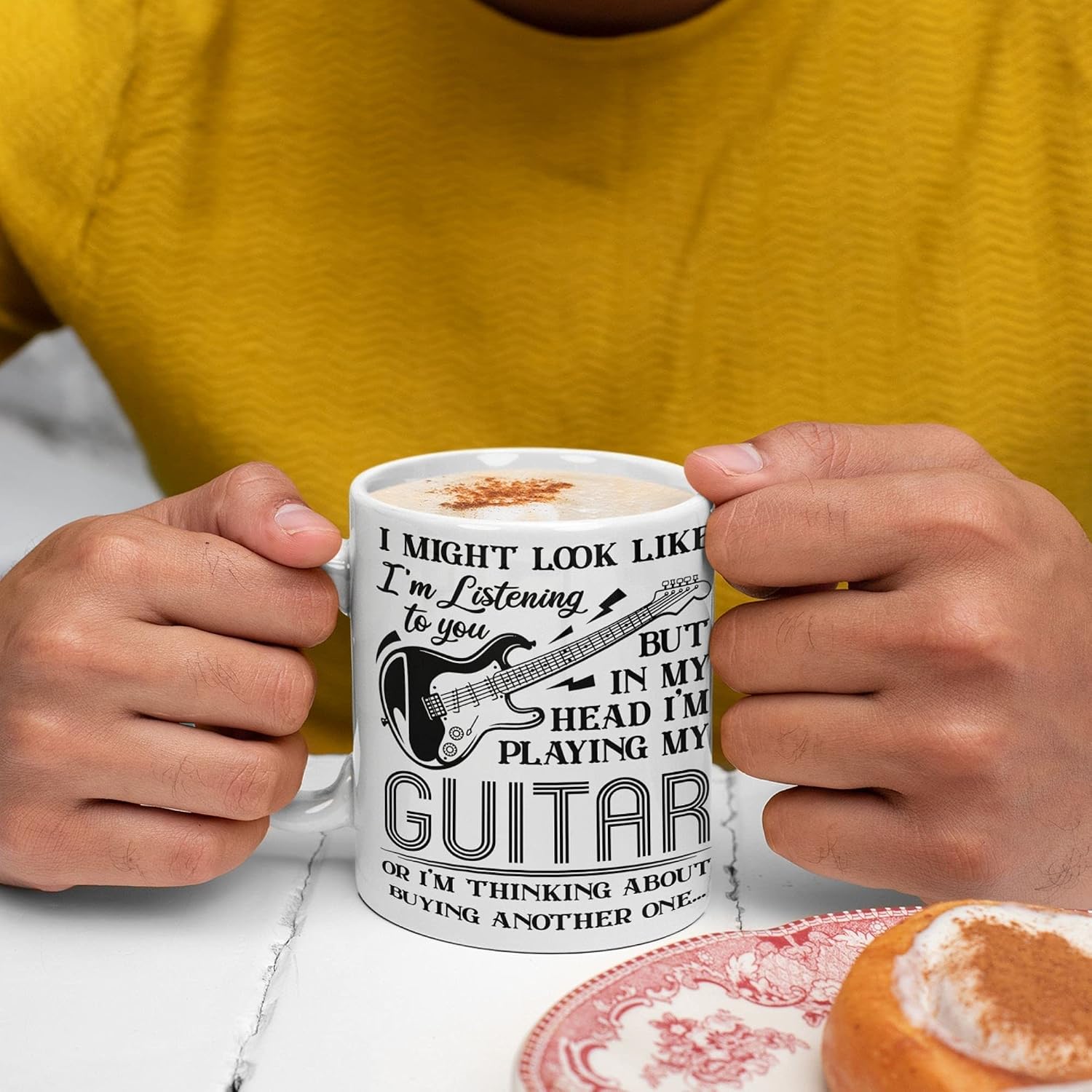 WG, I Might Look Like Im Listening to You, Guitar Mugs and Cups, Gift for Guitarist Coffee Mug Rock - Image 5