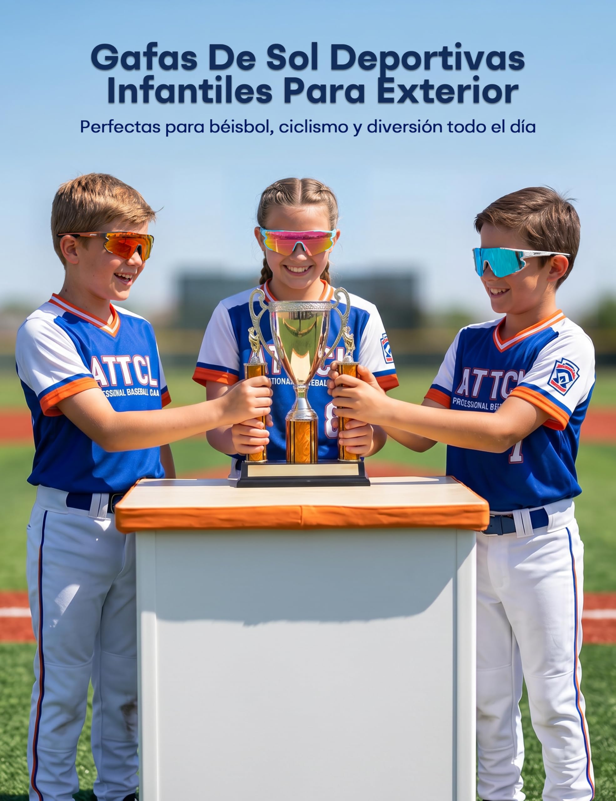 ATTCL XQ548 - Gafas de sol de béisbol para niños y adolescentes, ligeras, UV400, gafas de ciclismo para niños y niñas